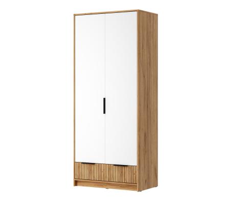 ИВИС Шкаф ШК-002 Корпус - Дуб Крафт золотой К003  Фасад ЛДСП - Белый (Гладкий)