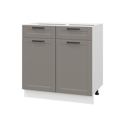 Шкаф нижний с ящиками ШН2Я 800 Корпус: ЛДСП белый 16мм; фасад: фрезеровка Диада, МДФ лофт кварц 16 мм