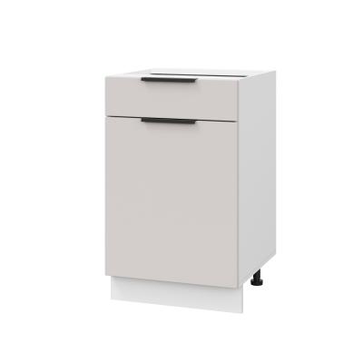 Шкаф нижний с ящиком ШН1Я 500 Корпус: ЛДСП белый 16мм; фасад: фрезеровка Оливия, МДФ моно керамика 16 мм