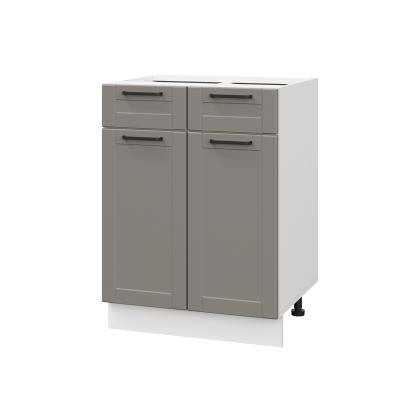 Шкаф нижний с ящиками ШН2Я 600 Корпус: ЛДСП белый 16мм; фасад: фрезеровка Диада, МДФ лофт кварц 16 мм