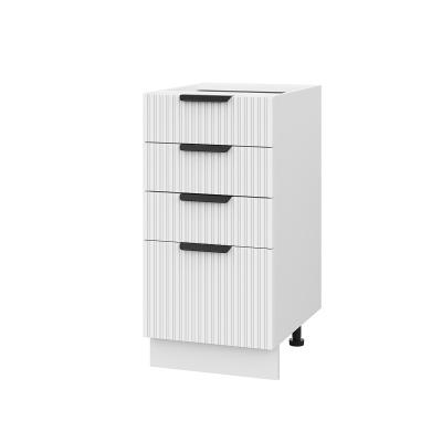 Шкаф нижний с ящиками ШНЯ 400 Корпус: ЛДСП белый 16мм; фасад: фрезеровка Норд Line, МДФ софт пломбир 16 мм