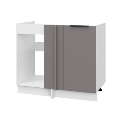 Шкаф нижний угловой  ШНУП 1000 Корпус: ЛДСП белый 16мм; фасад: фрезеровка Оливия, МДФ моно брауни 16 мм