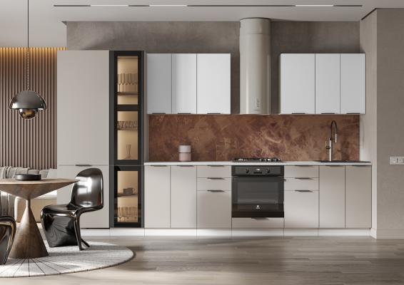 Модульная кухня Альбион Белый матовый / Серый матовый