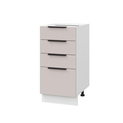 Шкаф нижний с ящиками ШНЯ 400 Корпус: ЛДСП белый 16мм; фасад: фрезеровка Оливия, МДФ сиена тауп 16 мм