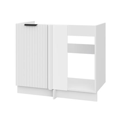 Шкаф нижний угловой  ШНУП 1000 Корпус: ЛДСП белый 16мм; фасад: фрезеровка Норд Line, МДФ софт пломбир 16 мм