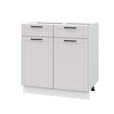 Шкаф нижний с ящиками ШН2Я 800 Корпус: ЛДСП белый 16мм; фасад: фрезеровка Диада, МДФ лофт крем 16 мм