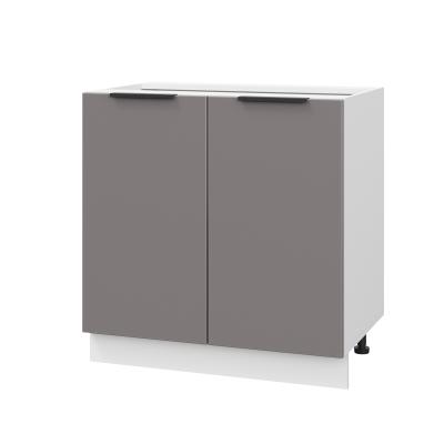 Шкаф нижний ШН 800 Корпус: ЛДСП белый 16мм; фасад: фрезеровка Оливия, МДФ моно брауни 16 мм