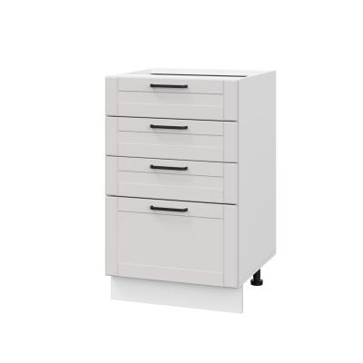 Шкаф нижний с ящиками ШНЯ 500 Корпус: ЛДСП белый 16мм; фасад: фрезеровка Диада, МДФ лофт крем 16 мм