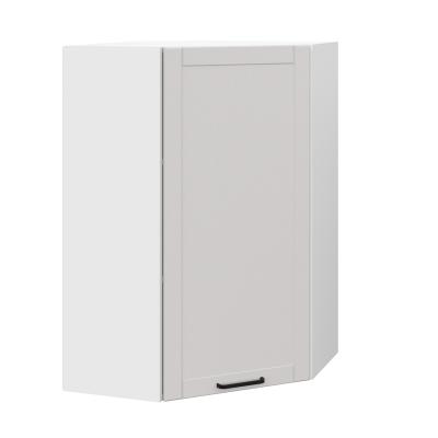 Шкаф верхний угловой (премьер)  ШВУ 600Н Корпус: ЛДСП белый 16мм; фасад: фрезеровка Диада, МДФ лофт крем 16 мм