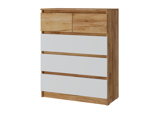 БОСТОН ЛАЙТ Комод КМ-001 Корпус - Дуб Крафт золотой К003  Фасад ЛДСП - Белый (Гладкий)