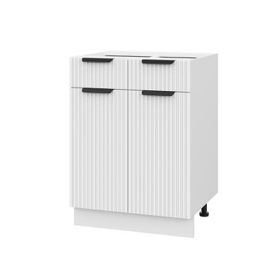 Шкаф нижний с ящиками ШН2Я 600 Корпус: ЛДСП белый 16мм; фасад: фрезеровка Норд Line, МДФ софт пломбир 16 мм