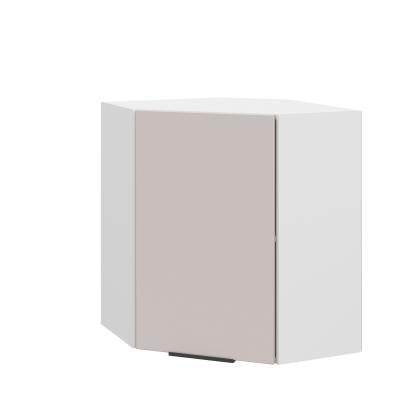 Шкаф верхний угловой ШВУ 600 Корпус: ЛДСП белый 16мм; фасад: фрезеровка Оливия, МДФ сиена тауп 16 мм