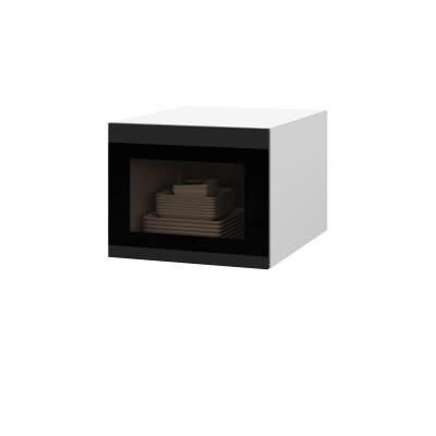 Шкаф верхний со стеклом антресоль ШВСА 450 Корпус: ЛДСП белый 16мм; фасад: фрезеровка Оливия, МДФ Оливия_софт черный 16 мм