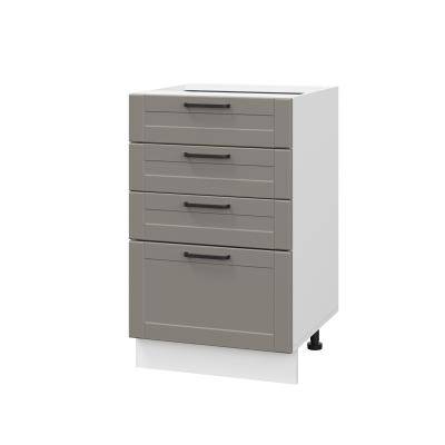 Шкаф нижний с ящиками ШНЯ 500 Корпус: ЛДСП белый 16мм; фасад: фрезеровка Диада, МДФ лофт кварц 16 мм