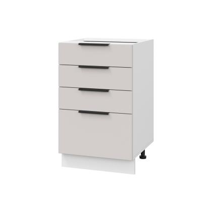 Шкаф нижний с ящиками ШНЯ 500 Корпус: ЛДСП белый 16мм; фасад: фрезеровка Оливия, МДФ моно керамика 16 мм