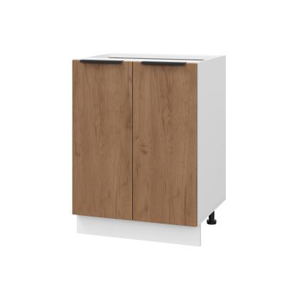 Шкаф нижний ШН 600 Корпус: ЛДСП белый 16мм; фасад: фрезеровка Оливия, ЛДСП дуб крафт табачный 16 мм