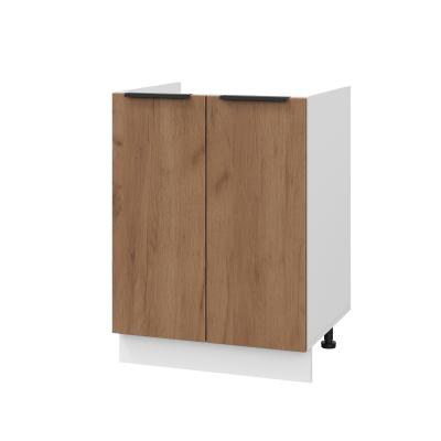 Шкаф нижний под мойку ШНМ 600 Корпус: ЛДСП белый 16мм; фасад: фрезеровка Оливия, ЛДСП дуб крафт табачный 16 мм