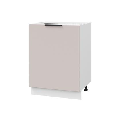 Шкаф нижний ШН 600-1 Корпус: ЛДСП белый 16мм; фасад: фрезеровка Оливия, МДФ сиена тауп 16 мм