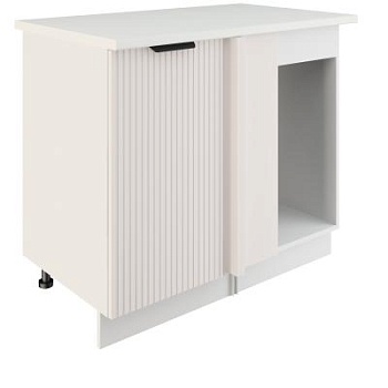 Шкаф нижний угловой  ШНУП 1000 Корпус: ЛДСП белый 16мм; фасад: фрезеровка Норд Line, МДФ софт даймонд 16 мм