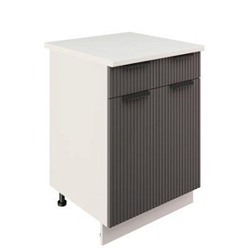 Шкаф нижний с ящиками ШН2Я 600 Корпус: ЛДСП белый 16мм; фасад: фрезеровка Норд Line, МДФ софт смок 16 мм Шкаф нижний с ящиками ШН2Я 600 Корпус: ЛДСП белый 16мм; фасад: фрезеровка Норд Line, МДФ софт смок 16 мм