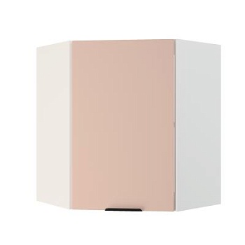 Шкаф верхний угловой ШВУ 600 Корпус: ЛДСП белый 16мм; фасад: фрезеровка Норд, МДФ софт какао 16 мм