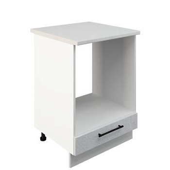 Шкаф нижний духовой ШНД 600 Корпус: ЛДСП белый 16мм; фасад: фрезеровка Нувель, МДФ бетон белый 16мм