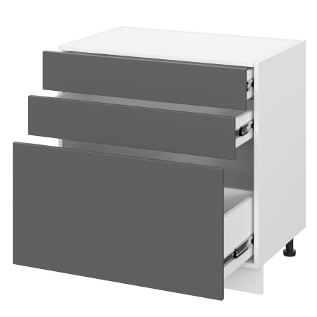 Шкаф нижний с ящиками ШН3Я 800 Барселона белый массив (МДФ 16мм МС София)