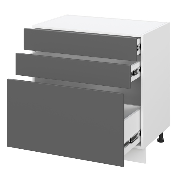 Шкаф нижний с ящиками ШН3Я 800 Барселона белый массив (МДФ 16мм МС София) Шкаф нижний с ящиками ШН3Я 800 Барселона белый массив (МДФ 16мм МС София)