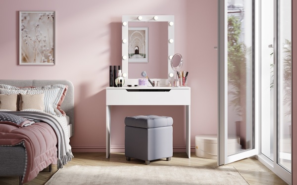 ЛАЙТ Стол туалетный СТ-002 (1 ящ.) Корпус - Белый (Гладкий) ЛАЙТ Стол туалетный СТ-002 (1 ящ.) Корпус - Белый (Гладкий)