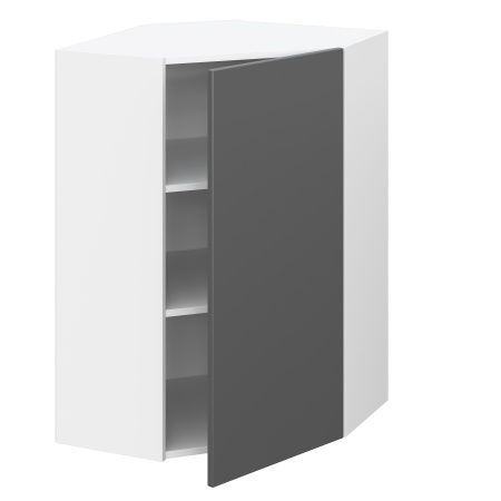 Шкаф верхний угловой (премьер)  ШВУ 600Н Барселона белый массив (МДФ 16мм МС София)