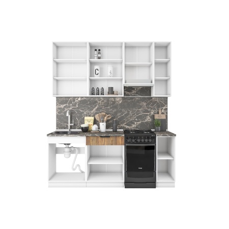 Кухня Норд Line 2,0 м (Н)  Софт даймонд / Орех канадский