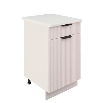 Шкаф нижний с ящиком ШН1Я 500 Корпус: ЛДСП белый 16мм; фасад: фрезеровка Норд Line, МДФ софт даймонд 16 мм