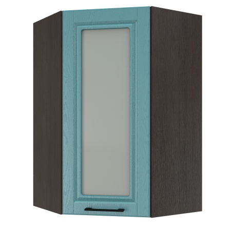 Шкаф верхний угловой (премьер)  ШВУС 600Н Корпус: ЛДСП венге 16мм; фасад: фрезеровка Барселона, МДФ морское дерево 16мм