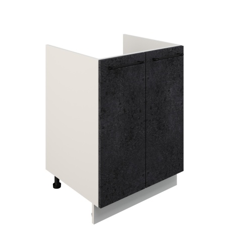 Шкаф нижний под мойку ШНМ 600 Корпус: ЛДСП белый 16мм; фасад: фрезеровка Нувель, МДФ бетон черный 16мм