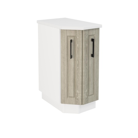 Шкаф нижний торцевой ШНТ 360 Корпус: ЛДСП белый 16мм; фасад: фрезеровка Барселона, МДФ седой клен 16мм