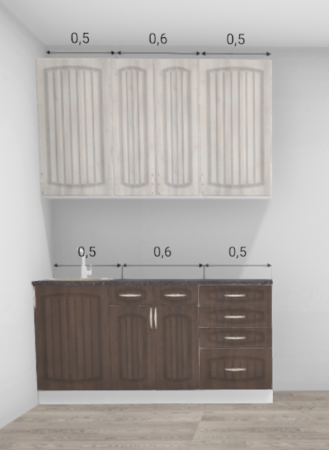 Кухня Гренада Премьер Бразильский орех / Сандал (низ) 1,6 м (4219)