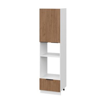 Пенал (премьер) ПДМ600Н-21Я Корпус: ЛДСП белый 16мм; фасад: фрезеровка Оливия, ЛДСП дуб крафт табачный 16 мм