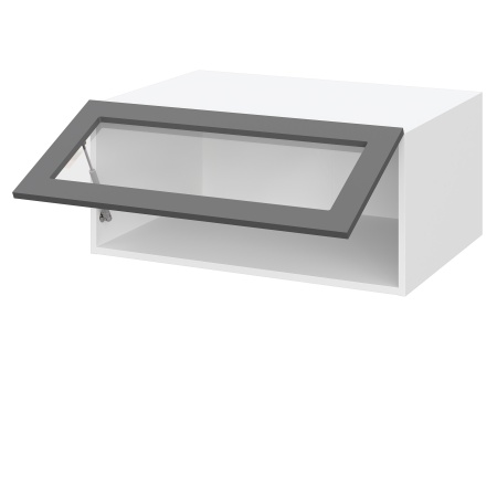 Шкаф верхний  антресоль со стеклом ШВСА 600 Барселона белый массив (МДФ 16мм МС София)