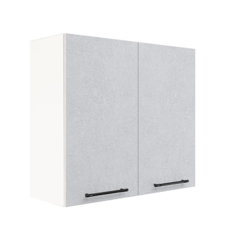 Шкаф верхний ШВ 800 Корпус: ЛДСП белый 16мм; фасад: фрезеровка Нувель, МДФ бетон белый 16мм