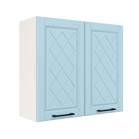 Шкаф верхний ШВ 800 Корпус: ЛДСП белый 16мм; фасад: фрезеровка Барселона, МДФ голубой тик 16мм