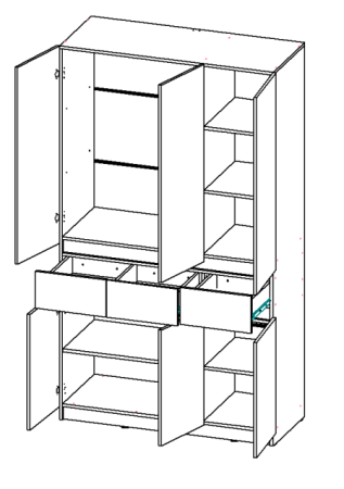 БОСТОН ЛАЙТ Шкаф ШК-003 (3-ств.) Корпус - Дуб Крафт золотой К003  Фасад ЛДСП - Серый Шифер