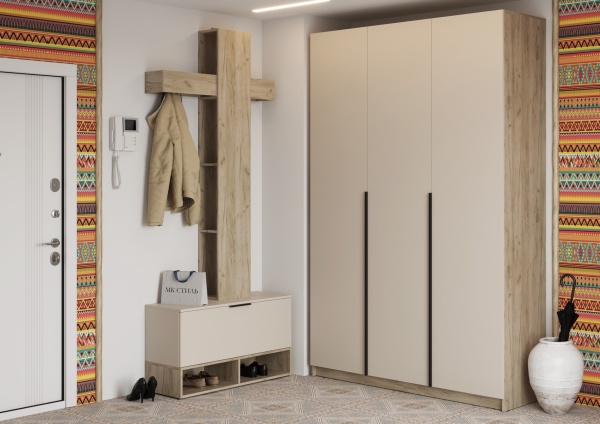 БОХО Прихожая Корпус - Дуб Крафт серый  Фасад ЛДСП - Кашемир 5981 BS