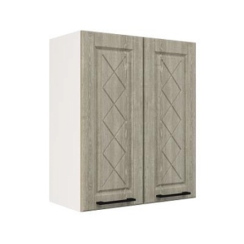 Шкаф верхний ШВ 600 Корпус: ЛДСП белый 16мм; фасад: фрезеровка Барселона, МДФ седой клен 16мм