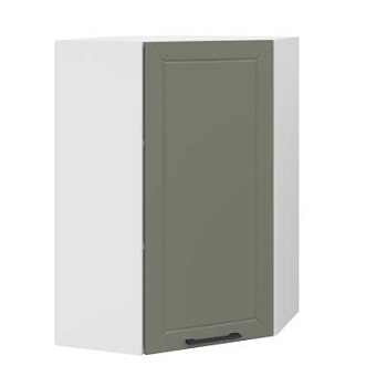 Шкаф верхний угловой (премьер)  ШВУ 600Н Корпус: ЛДСП белый 16мм; фасад: фрезеровка Кельн, МДФ софт лайт хаки 16 мм Шкаф верхний угловой (премьер)  ШВУ 600Н Корпус: ЛДСП белый 16мм; фасад: фрезеровка Кельн, МДФ софт лайт хаки 16 мм