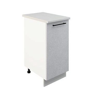 Шкаф нижний ШН 400 Корпус: ЛДСП белый 16мм; фасад: фрезеровка Нувель, МДФ бетон белый 16мм