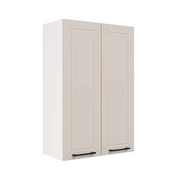 Шкаф верхний (премьер) ШВ 600Н Корпус: ЛДСП белый 16мм; фасад: фрезеровка Кельн, МДФ софт бланж 16мм