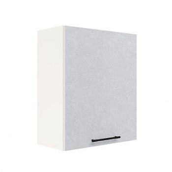 Шкаф верхний ШВ 600-1 Корпус: ЛДСП белый 16мм; фасад: фрезеровка Нувель, МДФ бетон белый 16мм