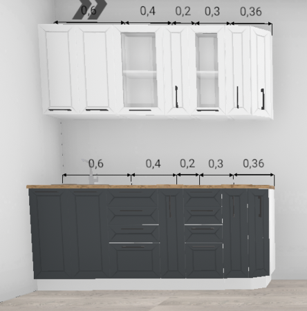 Кухня Кельн Софт смок / Софт пломбир верх 1,86 м (4654)