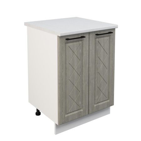 Шкаф нижний ШН 600 Корпус: ЛДСП белый 16мм; фасад: фрезеровка Барселона, МДФ седой клен 16мм