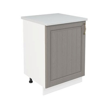 Шкаф нижний ШН 600-1 Корпус: ЛДСП белый 16мм; фасад: фрезеровка Лондон, МДФ дуб графит 16мм